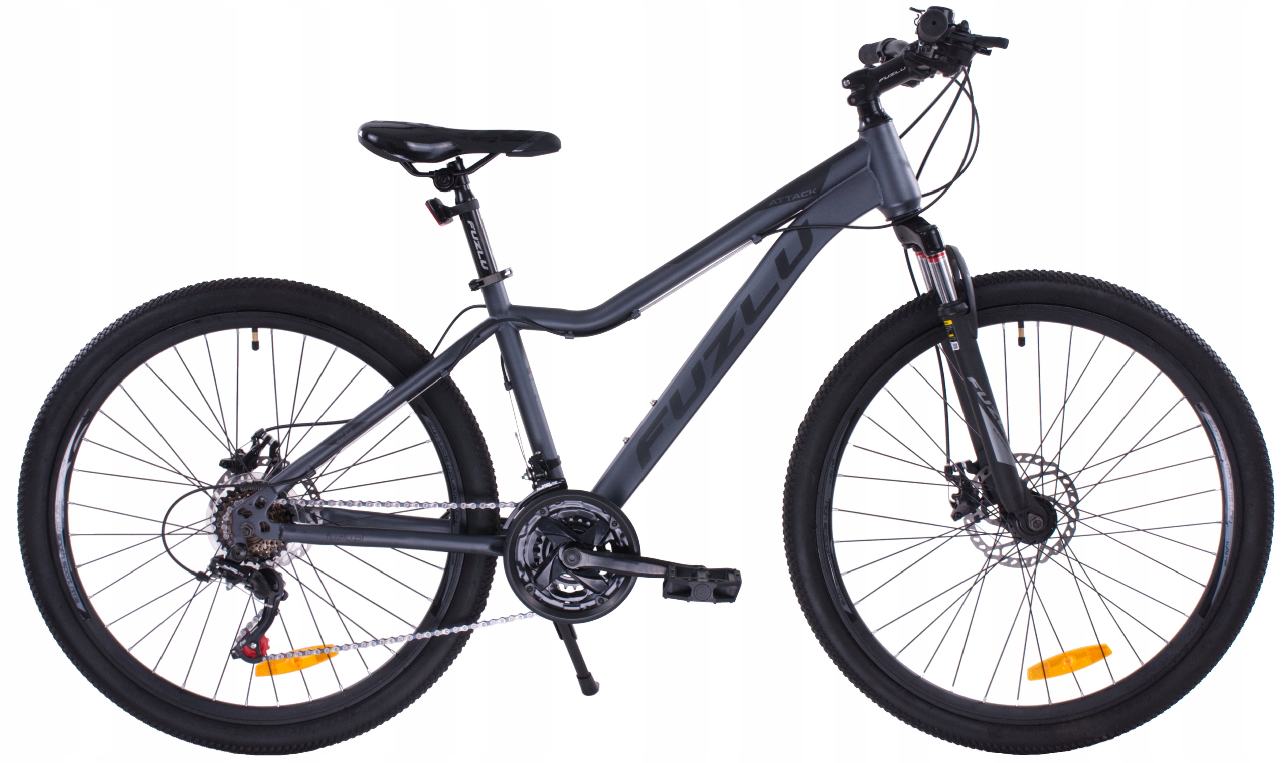 Rower górski junior Fuzlu Attack 26 stal (15") grafitowo-czarny mat