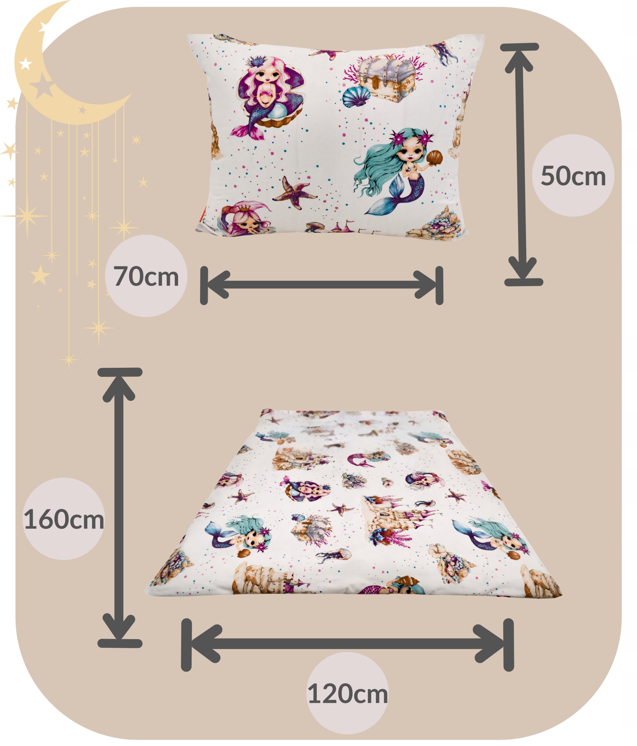 Pościel Dziecięca 120x160 + 50x70 Syrenki Produkt Polski Wysoka Jakość Stan opakowania oryginalne