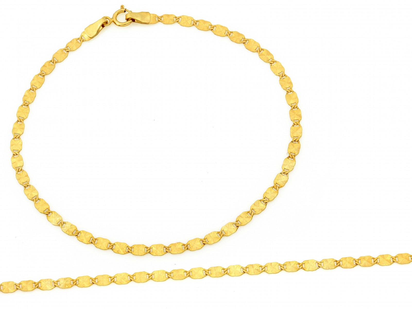 Zlatý náramek 585, lesklé články, plech 18 cm, dárek 1.26 g