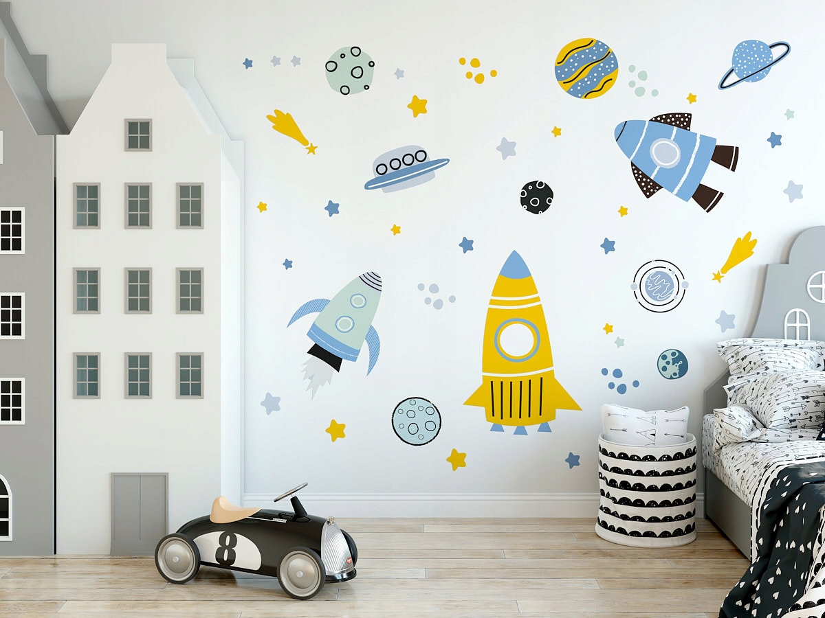 Наклейки на стены АВТОМОБИЛЯ, КОСМОС, КРОЛИКИ, ГОРОД DINO