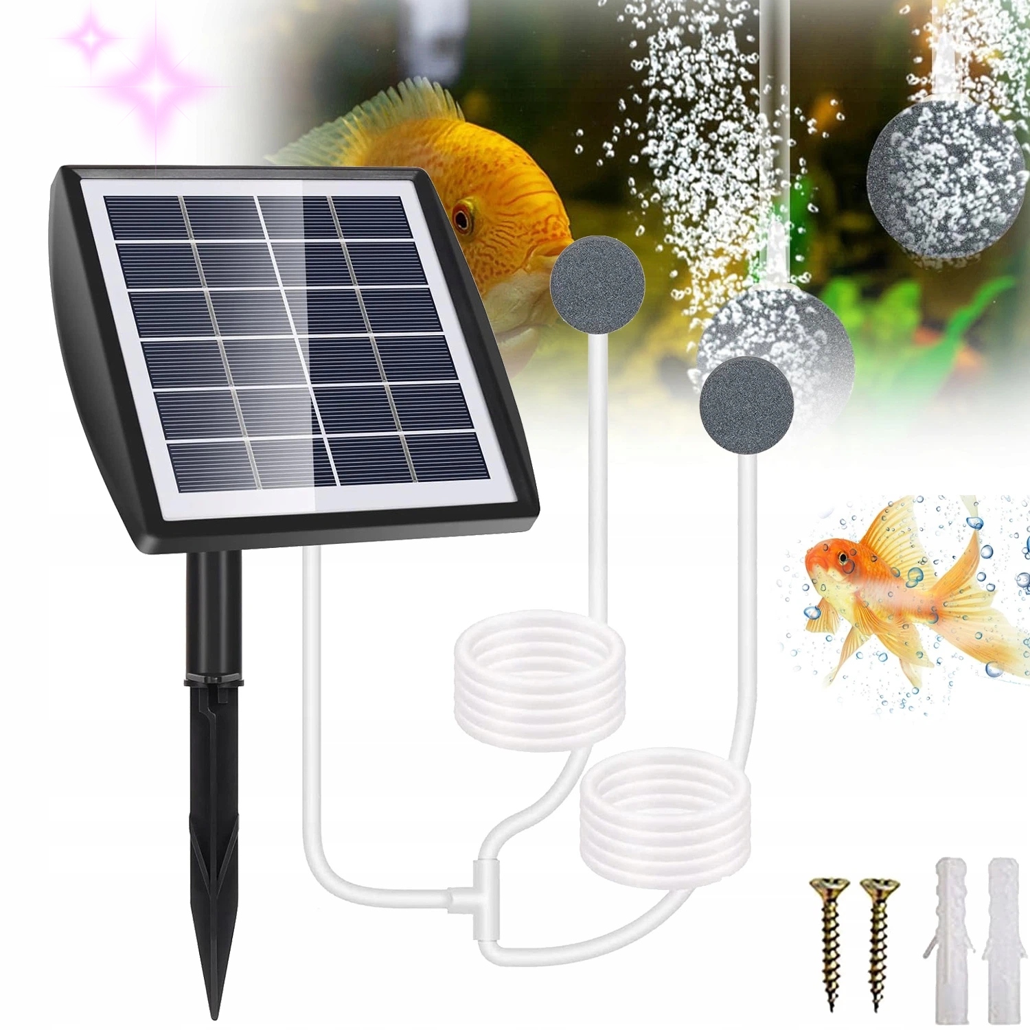 Solární Provzdušňovač Jezírka 6V 2W S Funkcí Akumulátoru 2200 Mah