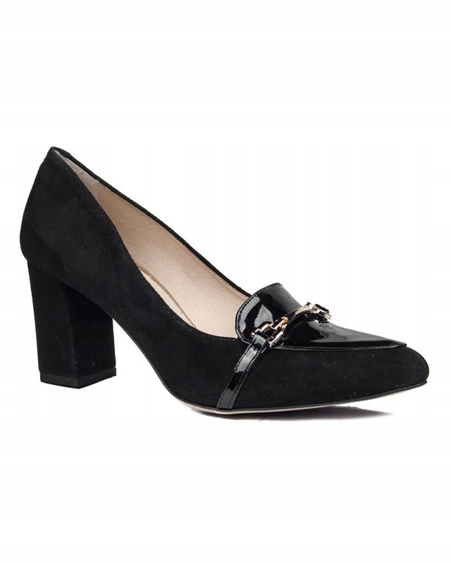 Černé Prestige 2110/OBL dámské kožené lodičky elegantní sloupek vel. 36