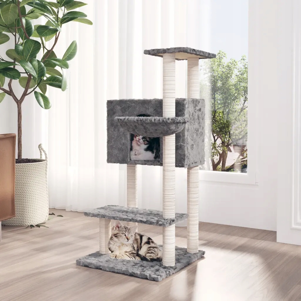 Levně Petrashop Škrabadlo pro kočky se sisalovými sloupky světle šedé 108,5 cm Š