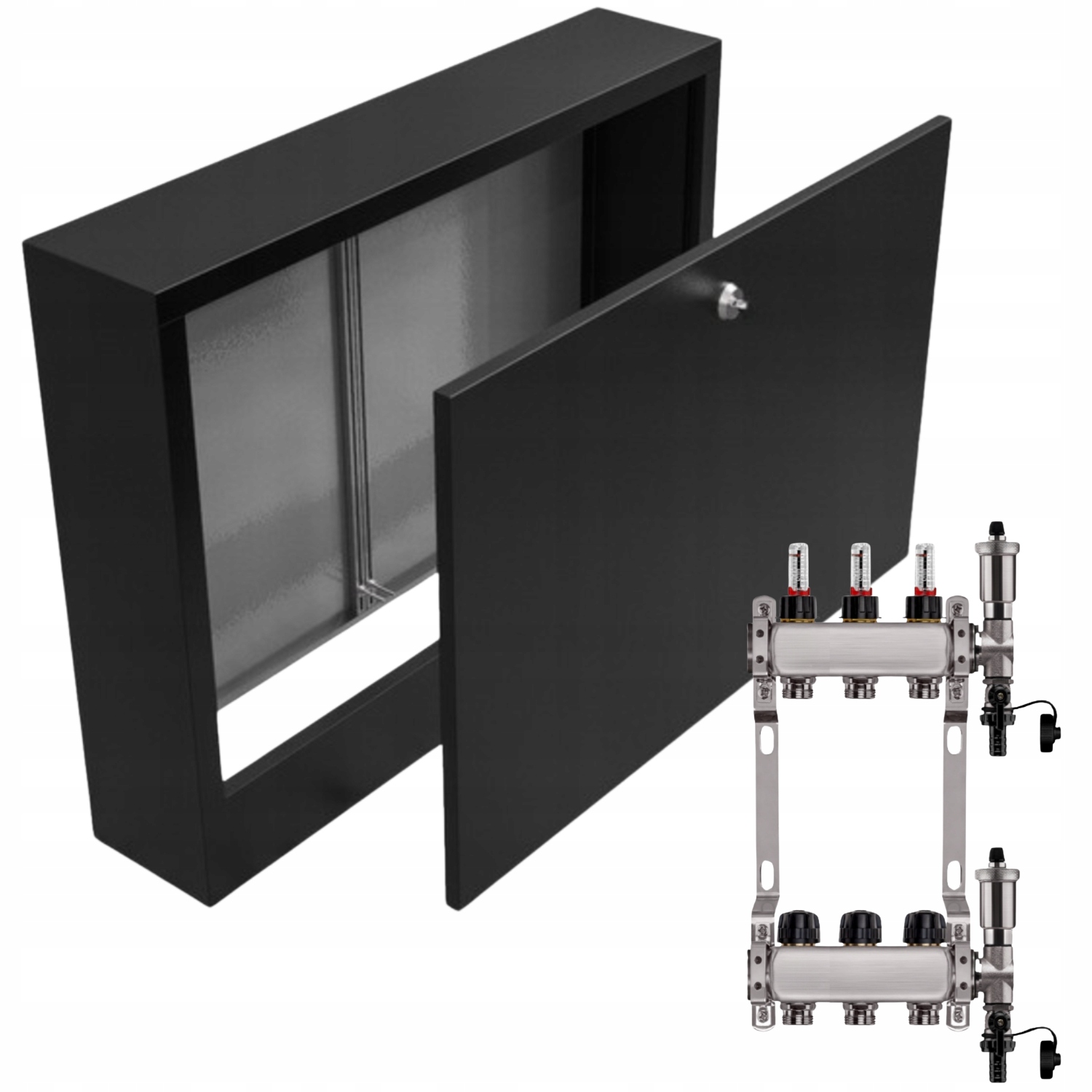 Nerezový Rozdělovač Podlahových Krytin 3+ Nástěnná Skříňka Černá