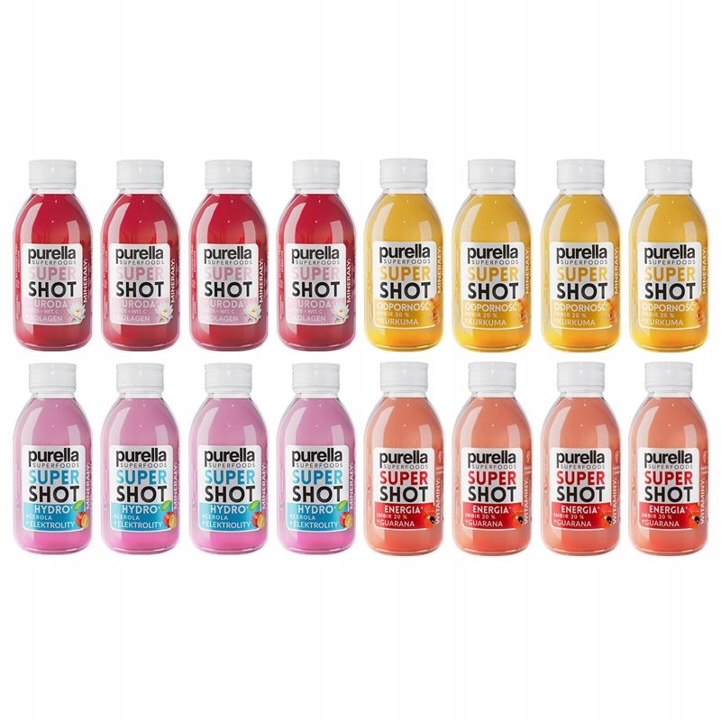 Purella Shot Odolnost Energie Krása Hydro Superfoods 16 x 100 ml Sada