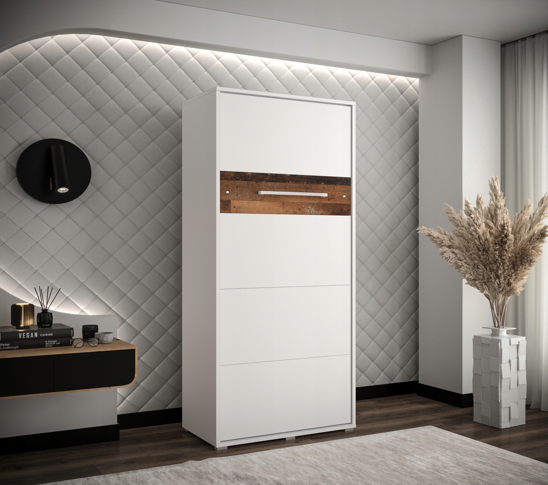 Półkotapczan pionowy Łóżko w szafie 90 cm HOME Szerokość mebla 105 cm