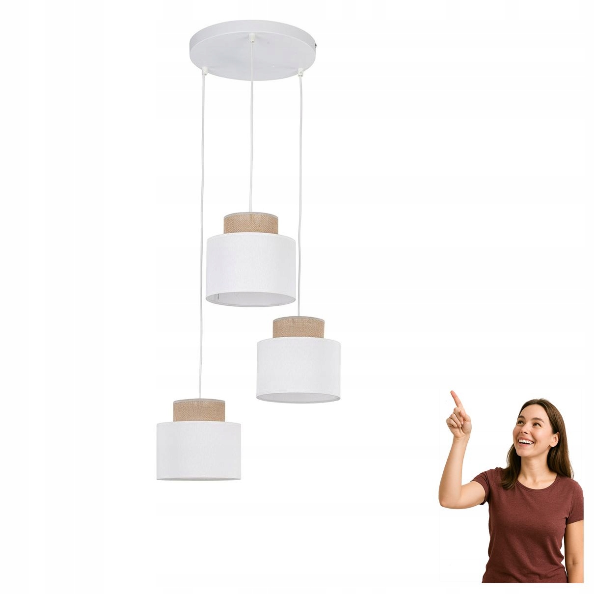 Závesná lampa Duo White Juta 2594 Tk Lighting