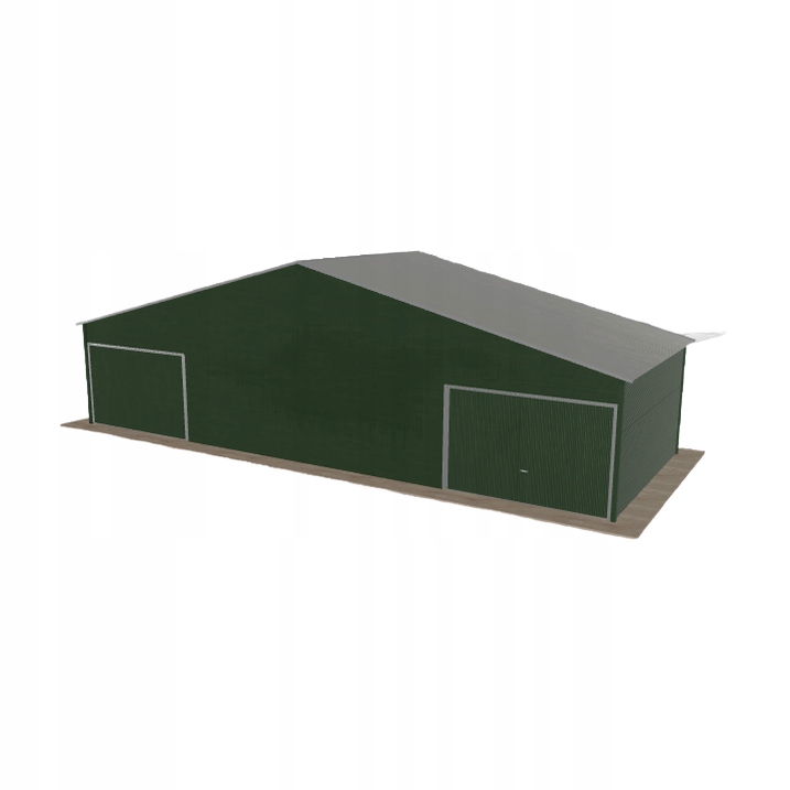 Plechová garáž 12 x 4.5 m, dvoupolohová, dvoupolohová, zelená