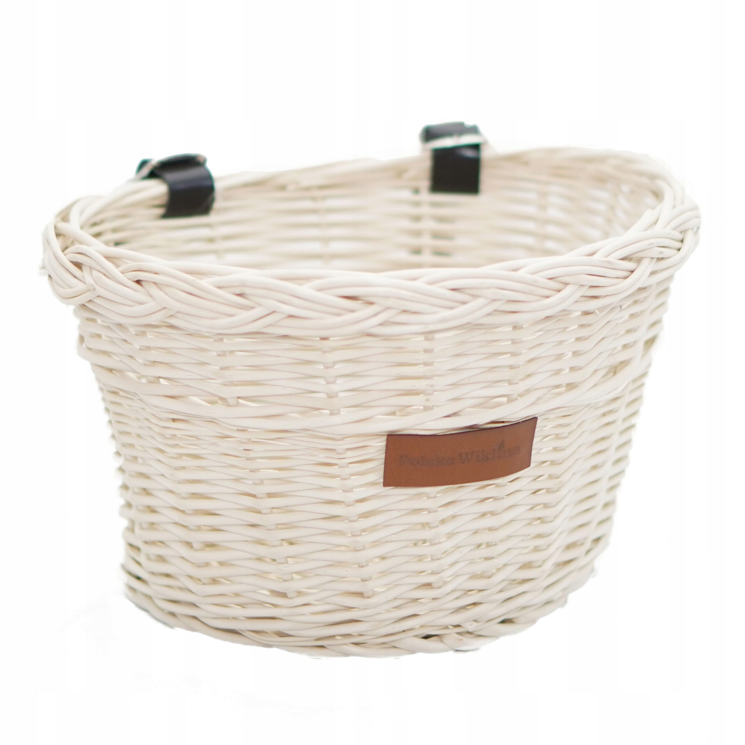 Wiklinowy Koszyczek Wybielony Na Hulajnogę Dziecięcy Rower Na Paski Czerń