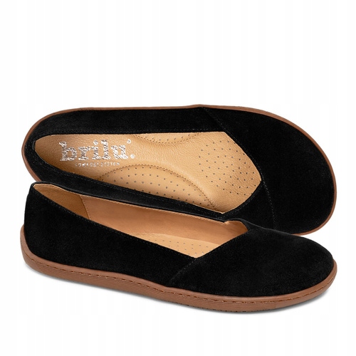 Brilu Polskie Damskie Skórzane Baleriny Barefoot Havana Czarne 43