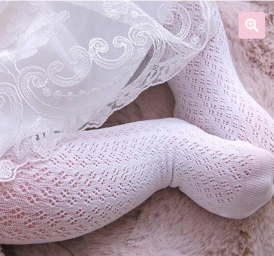 Rajstopki ażurowe białe chrzest do chrztu wiosna 80-86