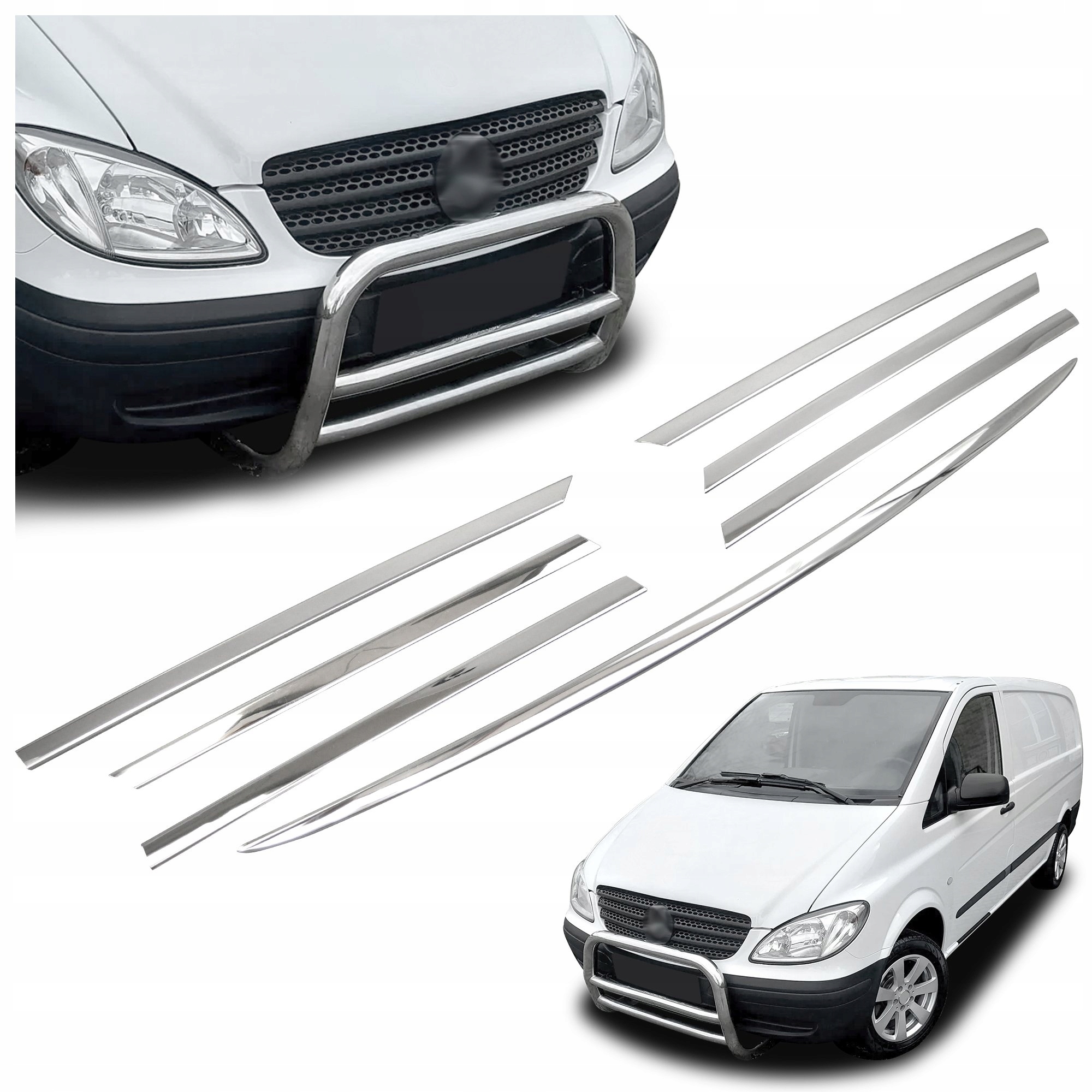 Lišty predného maskovača grilu pre Mercedes Vito W639 2003-2010