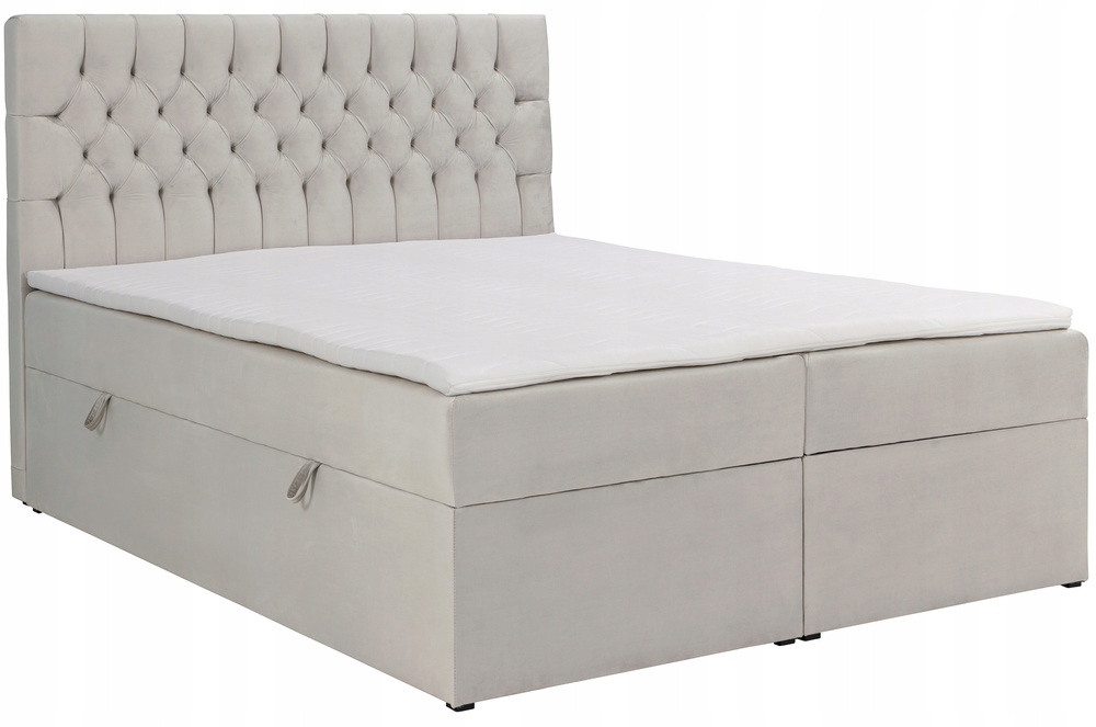 Kontinentální postel 140x200 cm Daissy kontejner topper světle béžový velur