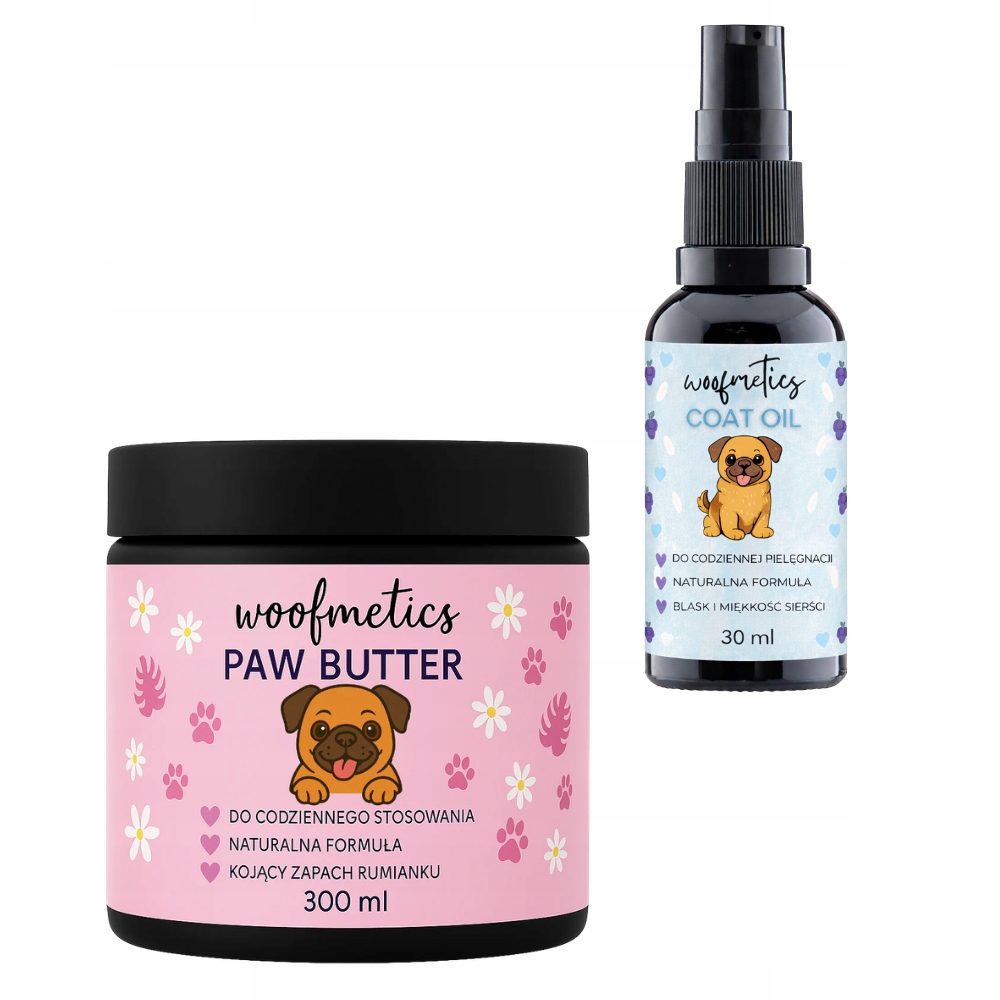 Levně Sada pro psa Heřmánkové máslo na tlapky 300 ml Olej na srst psa 30 ml