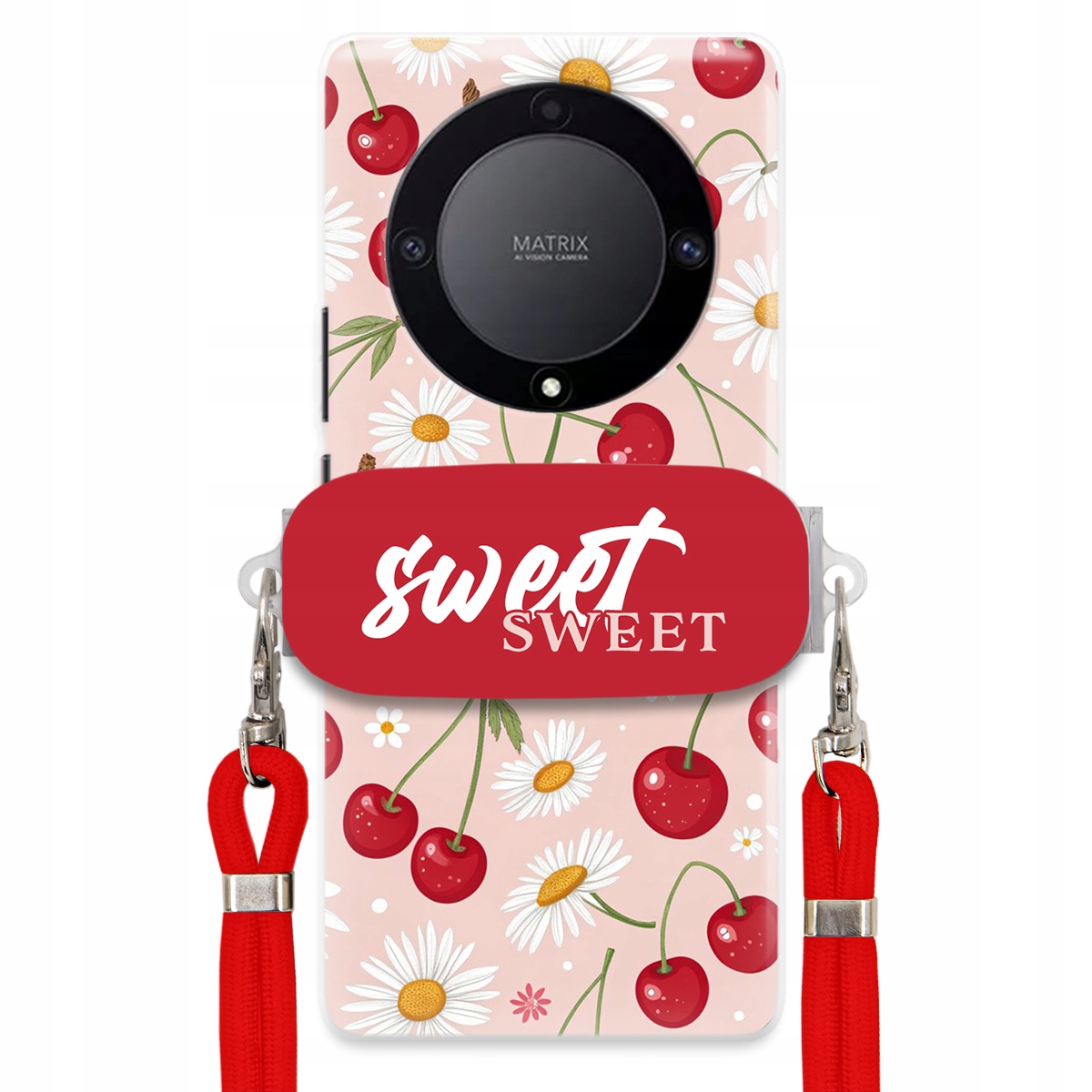 Puzdro pre Huawei Honor X40 5G Červené vodítko držiak Sweet Sweet Kvet čerešne