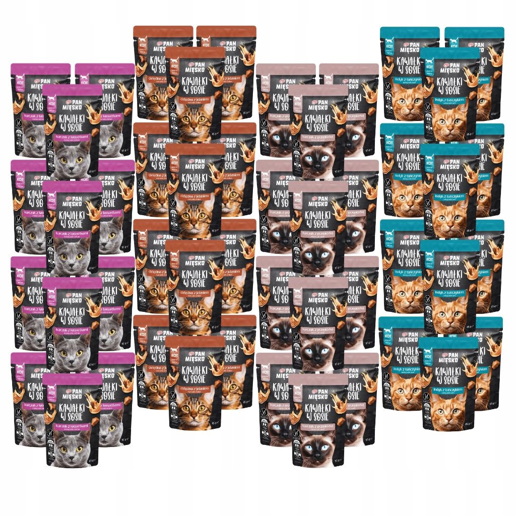 Pan Mięsko Karma mokra dla kota Kawałki w sosie mix smaków 48x85g