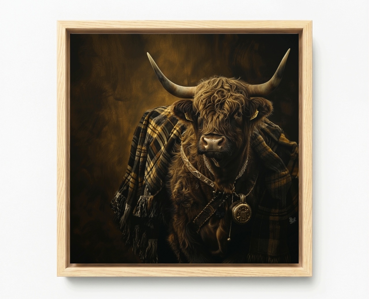 Obraz Rám American Box Krava Škótka Highland Škótsko Deka Krata 60x60