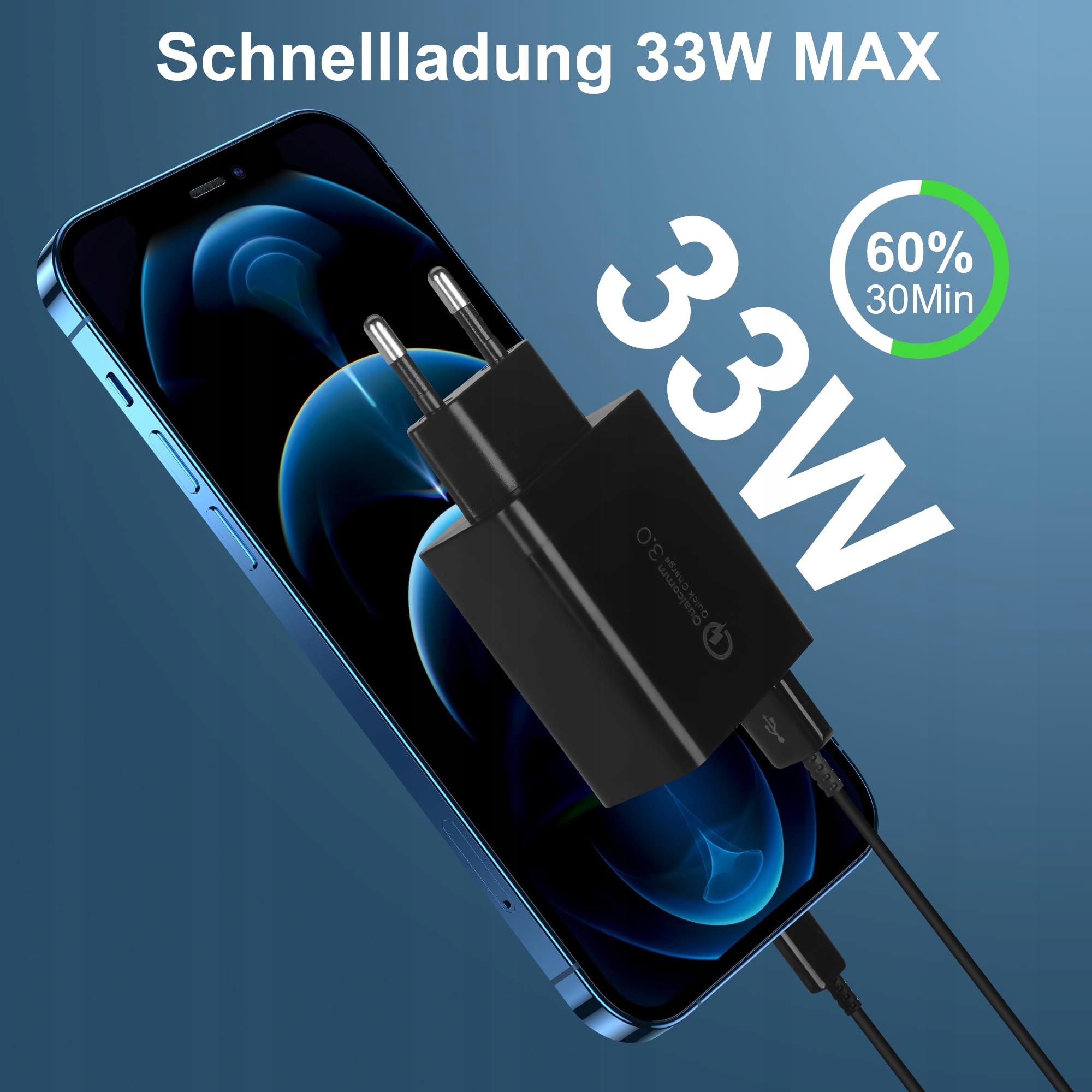 KAIMENGLONG USB LADER 2 Sztuki Szybka Ładowarka 33W Quick Charge 30 — miniatura 2