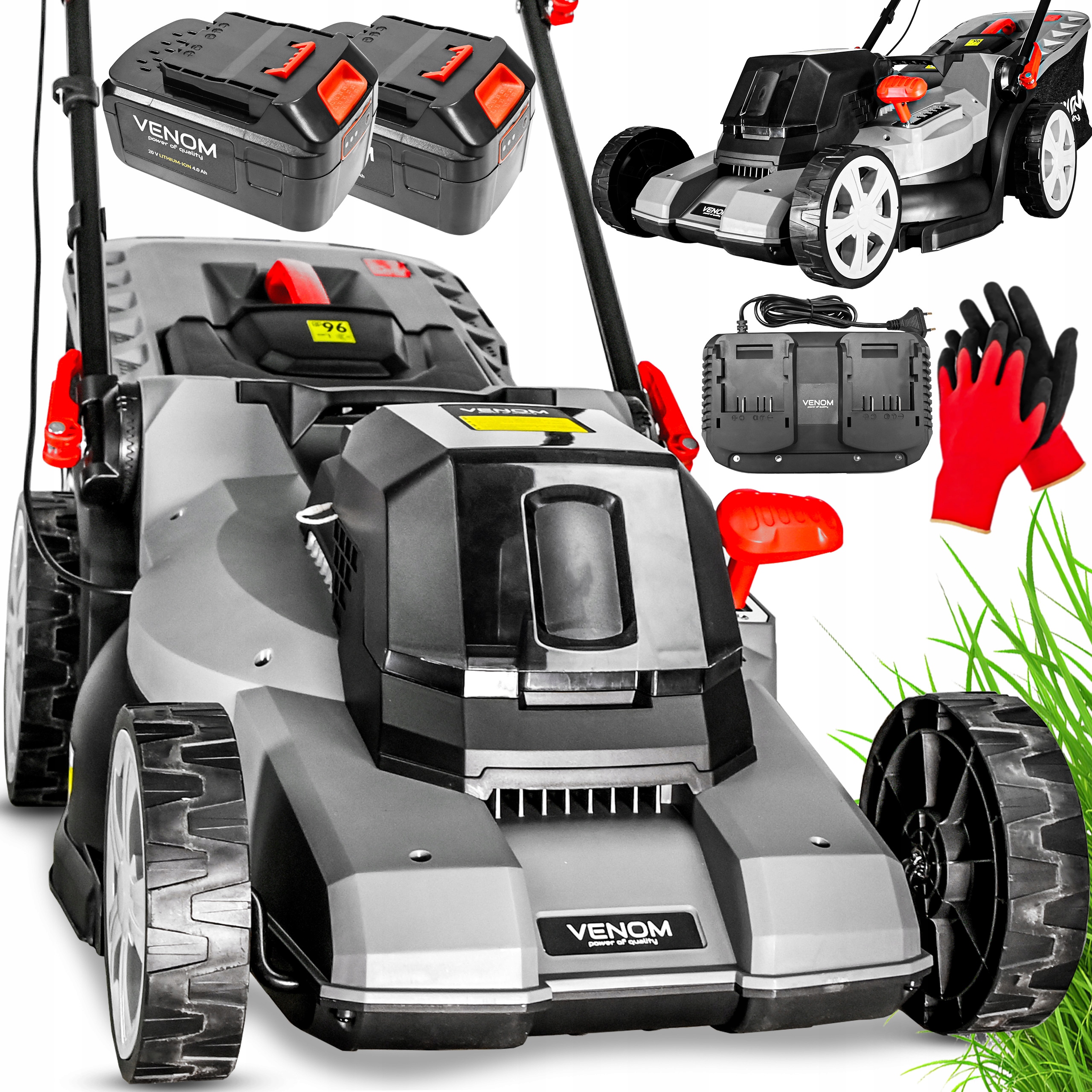 Výkonná Akumulátorová Sekačka 44 CM Set Nabíječka 2x Aku Indukční Motor