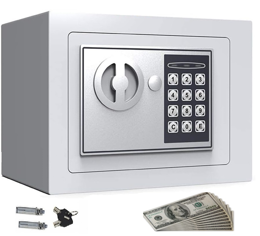 Sejf Domowy Kasetka Na Zamek Elektroniczny Cyfrowy Szyfr Klucz Srebrny