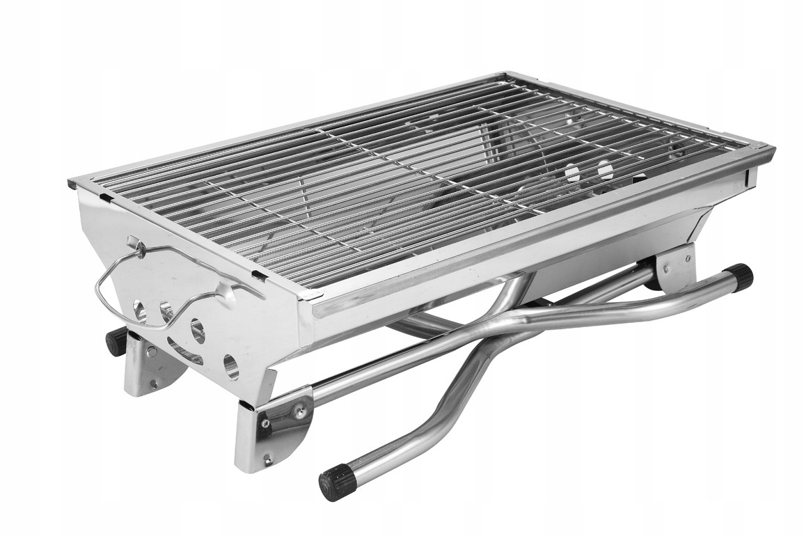 GRILL PRZENOŚNY WĘGLOWY ZE STALI NIERDZEWNEJ SKŁADANY Szerokość grilla 63.5 cm