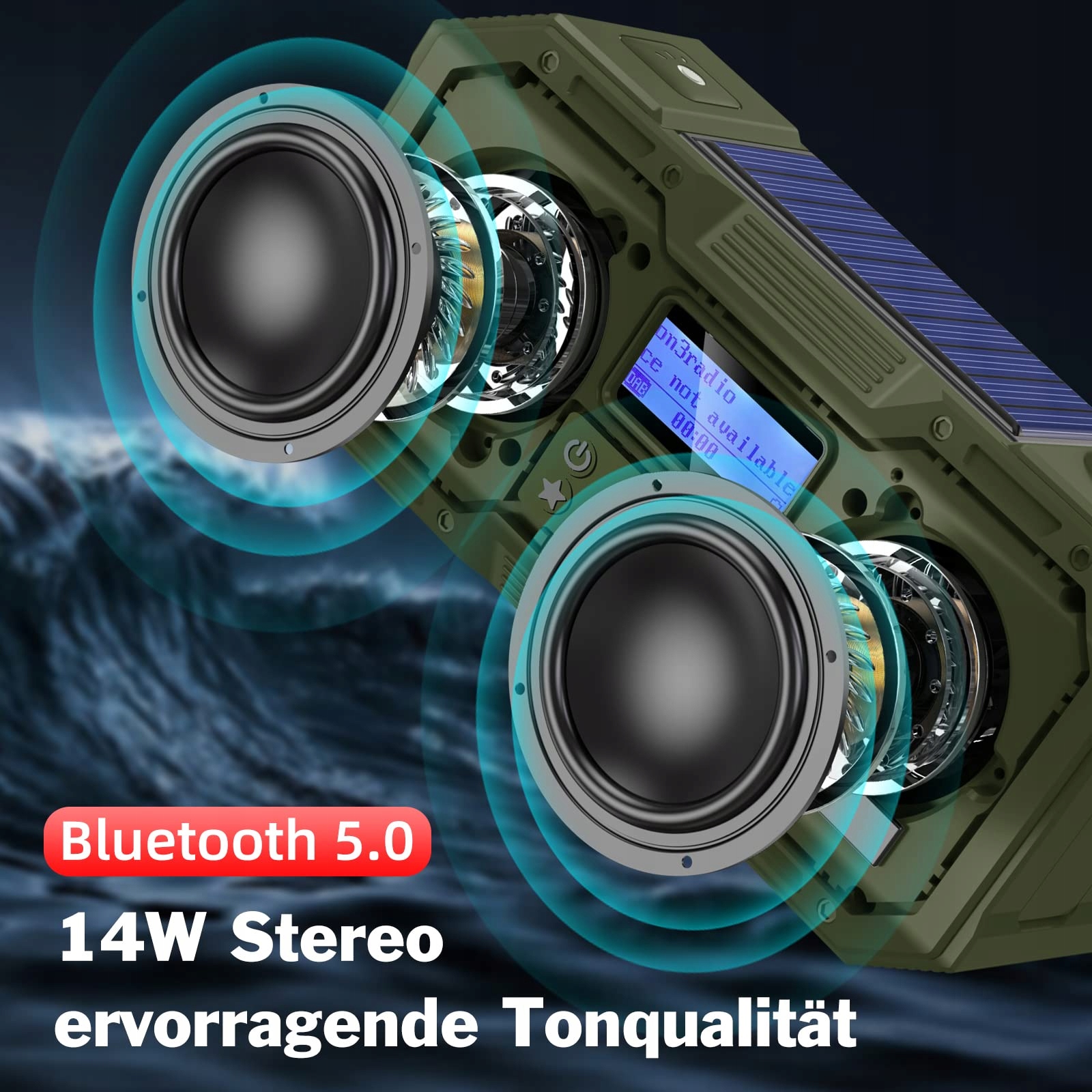 LIBOVGOGO Radio DAB+ FM Bluetooth Solar Powerbank 4000mAh Latarka — miniatura 3