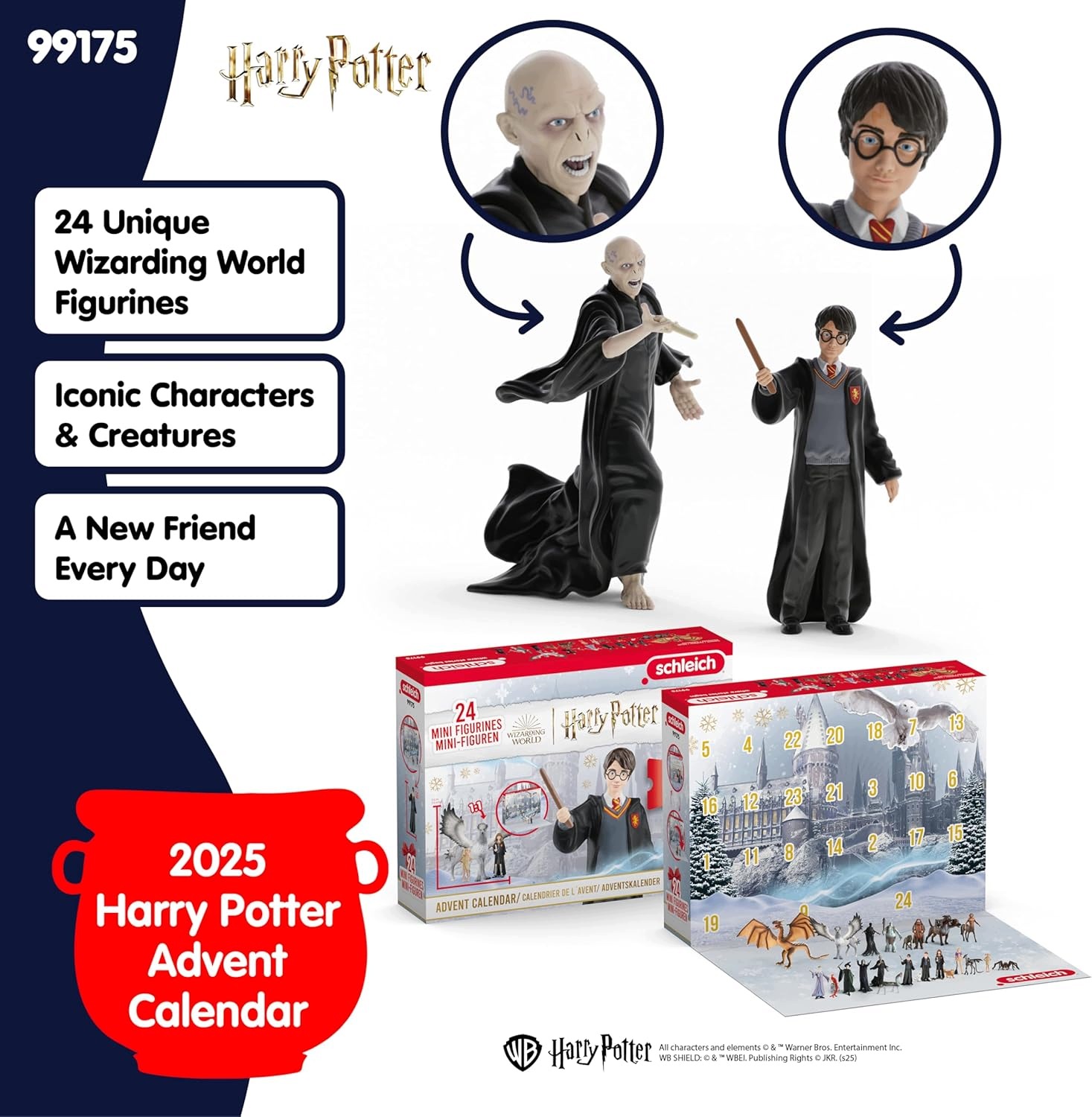 Адвент-календарь Schleich Harry Potter 2025, 24 фигурки, расписанные вручную — фото 4