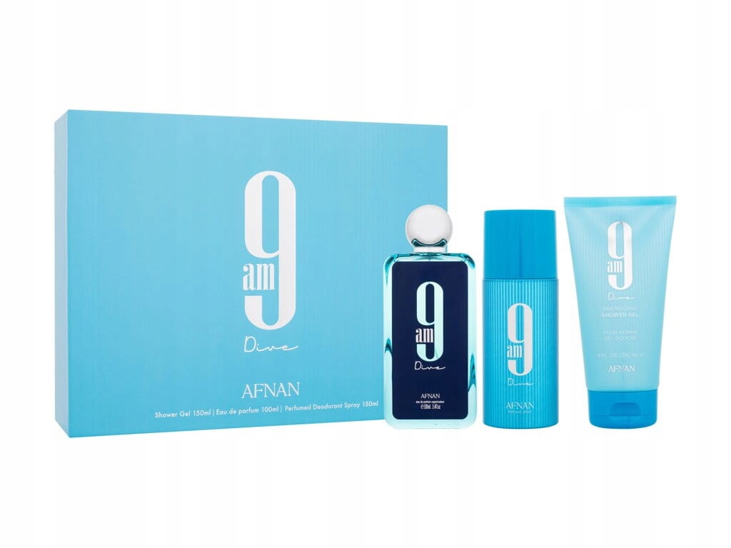 Set Afnan 9 Am Dive Edp sprej 100 ml Shower Gel 150 Ml Deo Spray 150 Ml