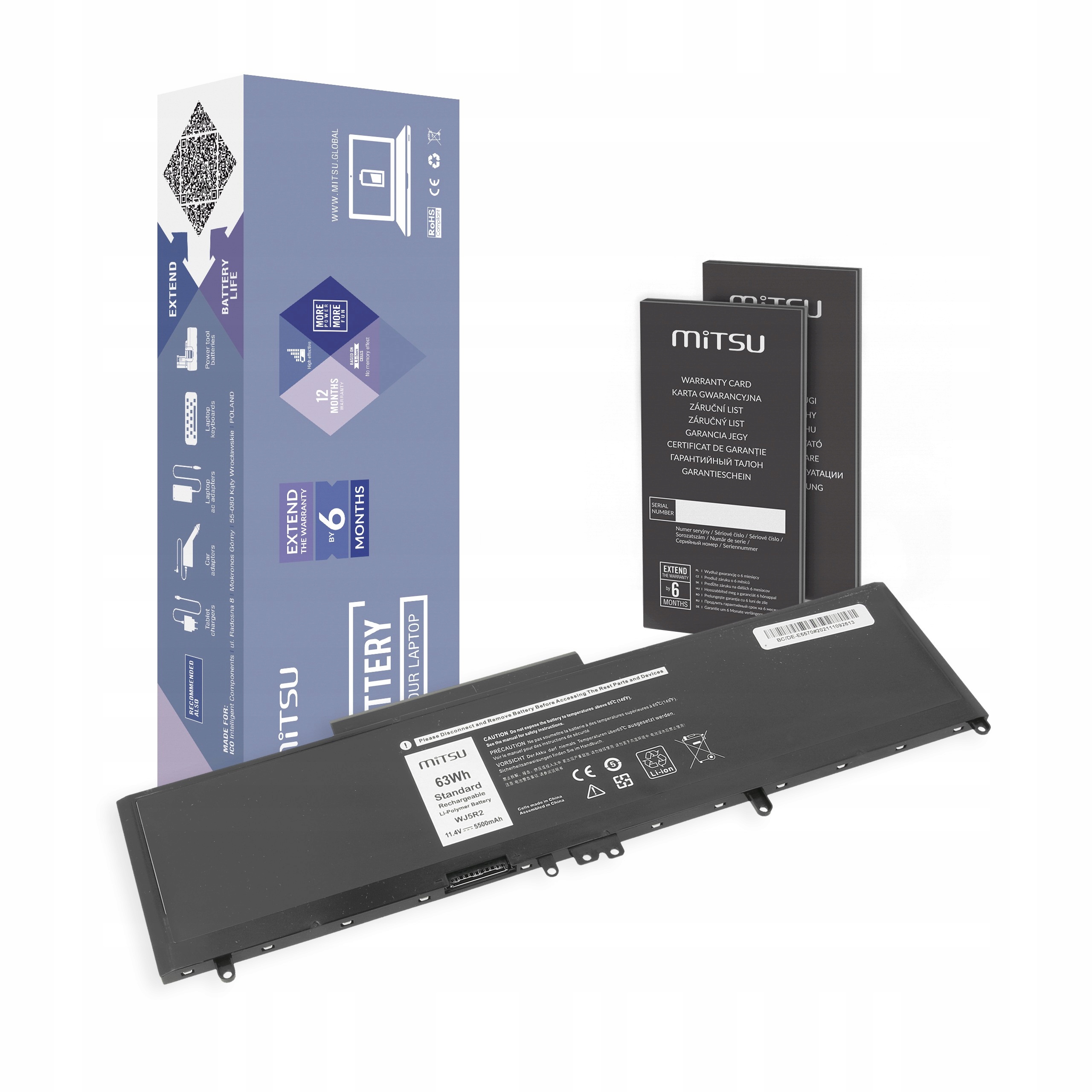 Batéria Mitsu pre Dell Latitude E5570 (5500mAh) 11.4V