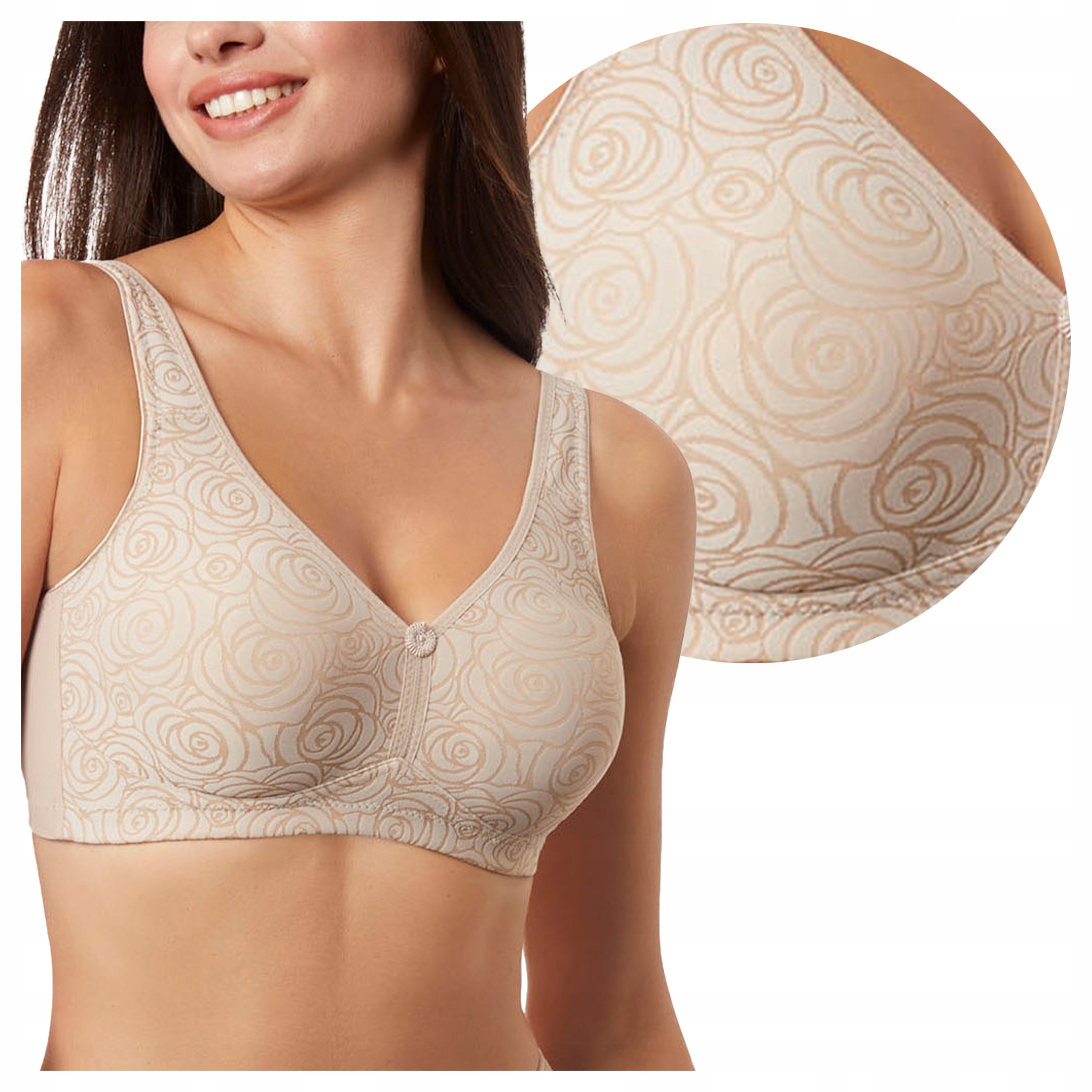 Biustonosz Miękki Bez Fiszbin Szerokie Ramiączka Komfortowy Beż 80D