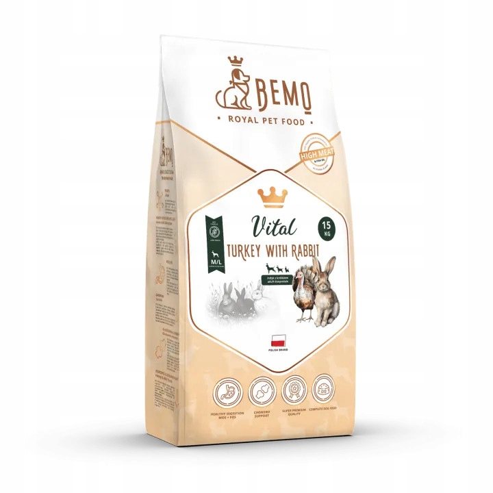 Levně Suché krmivo pro psy Bemo Vital 15 kg hypoalergenní králík pro velká plemena