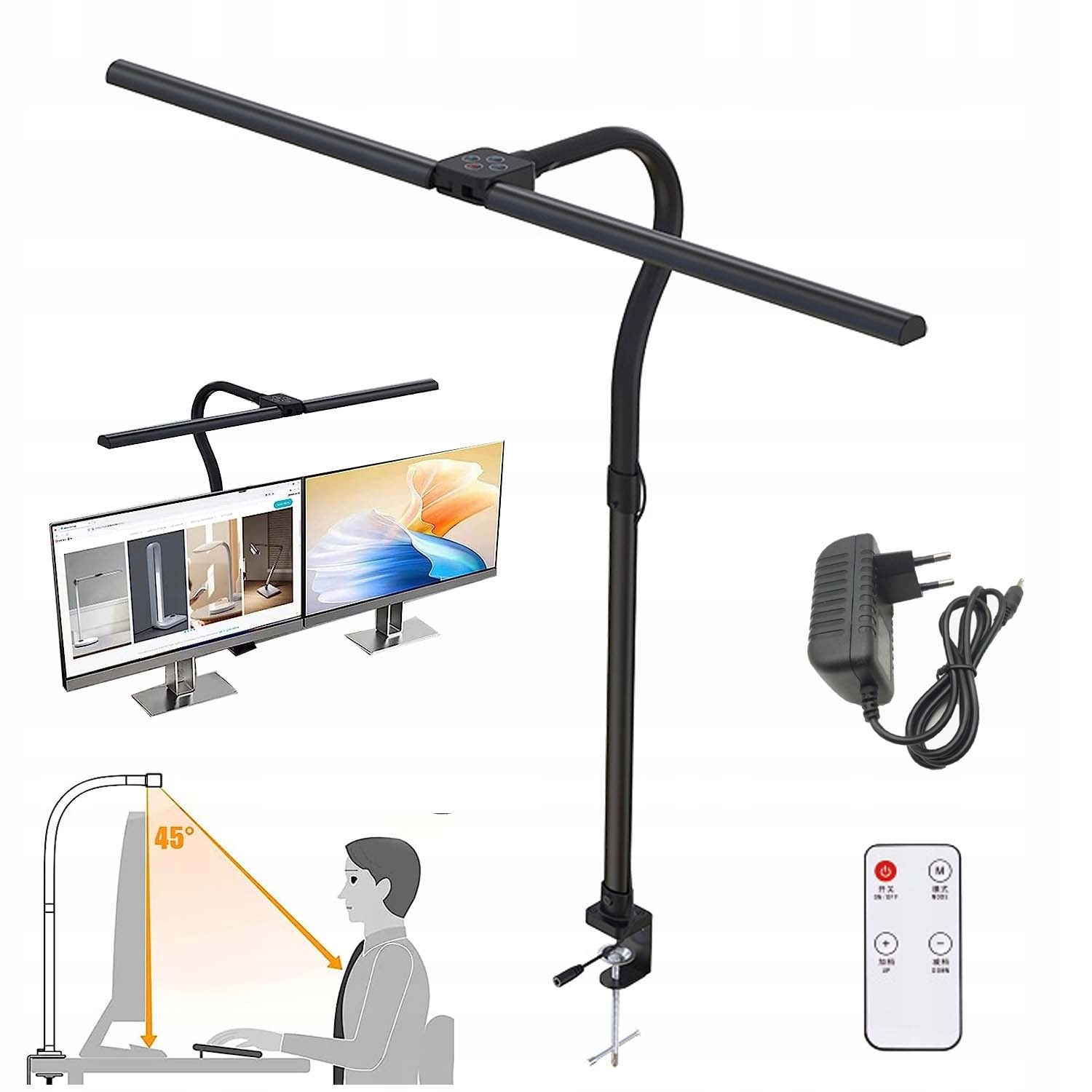 360° Led Lampa Z Klipsem O Dwóch Głowicach 5 Temperatur Barwowych Jasność