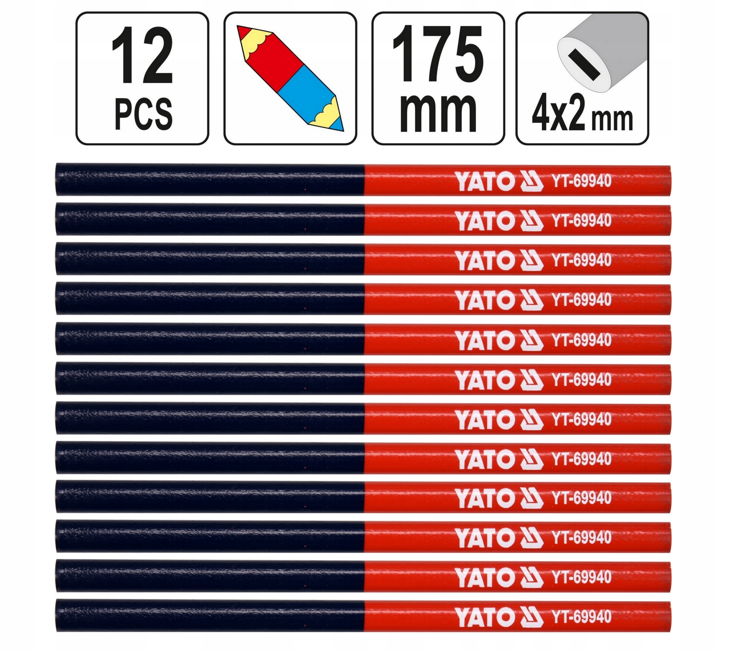 

Ołówki Ołówek Techniczny Stolarski 175mm 12sz Yato