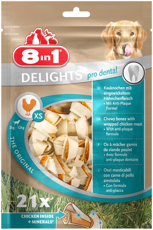 Levně 8in1 Pamlsek Delights Pro Dental Bones Xs 21 ks