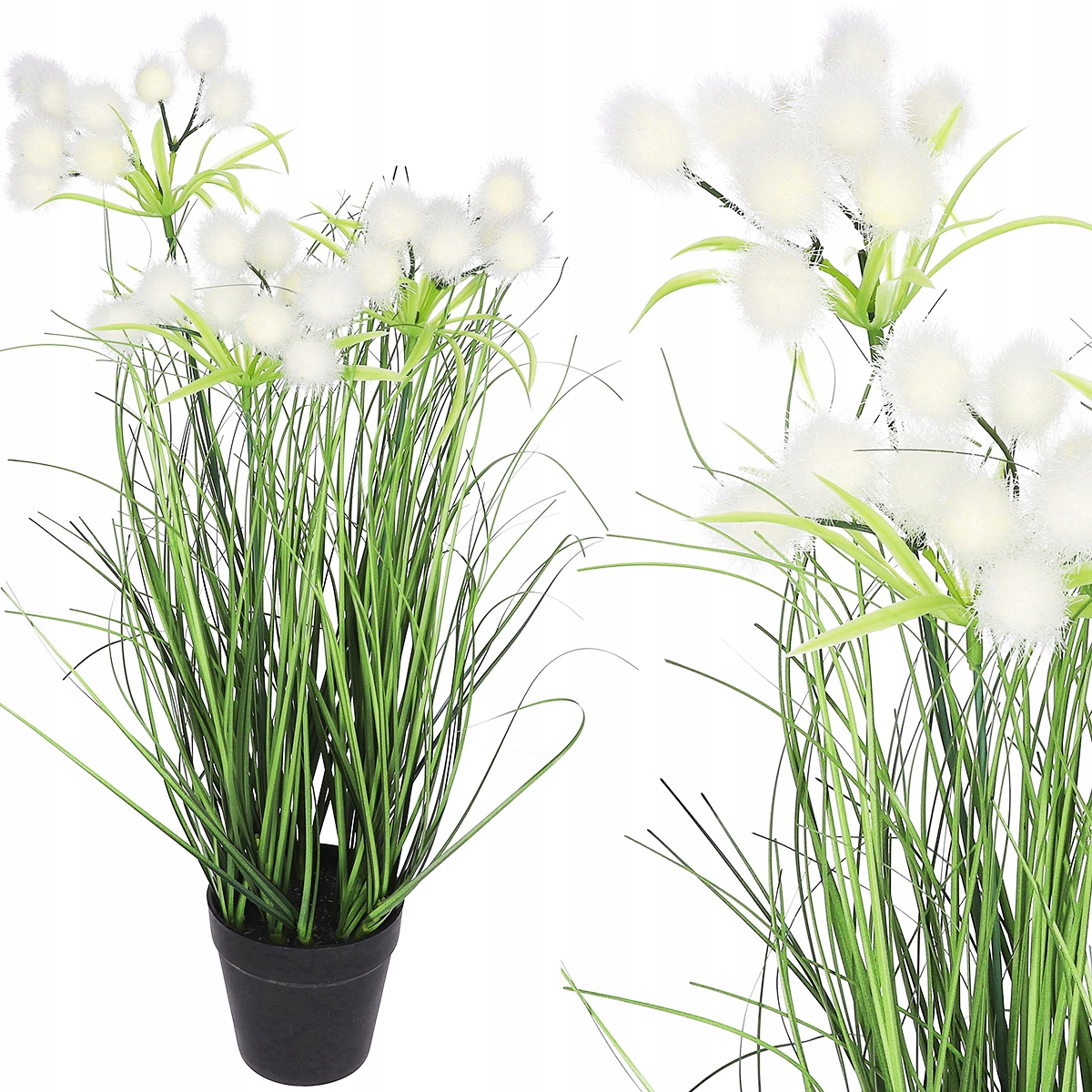 TRAWA SZTUCZNA KWIATY kula ROŚLINA W DONICZCE 50cm