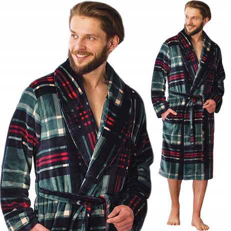 

Szlafrok Męski Flanelowy W Kratkę Key 0476 XL/XXL
