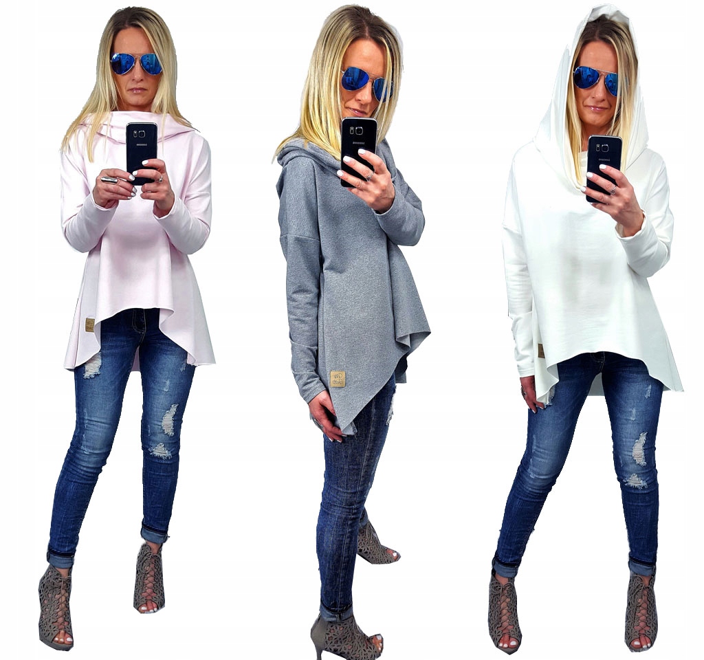 

Asymetryczna Tunika Bluza Sukienka Komin Kaptur XL