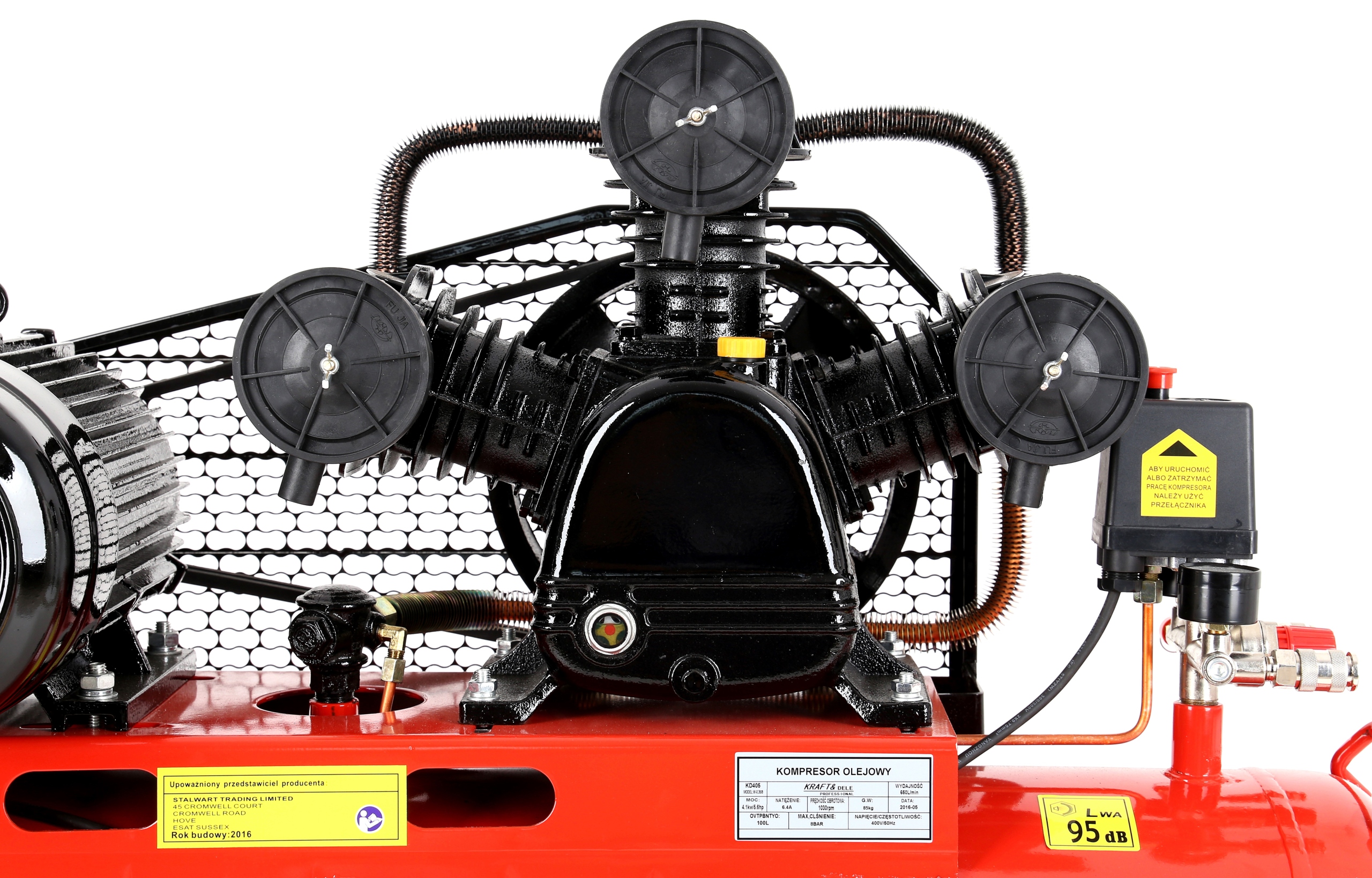 SPRĘŻARKA POWIETRZA KOMPRESOR OLEJOWY 100L 230V + ZESTAW 8w1 + 2x OLEJ 1L Model KD405