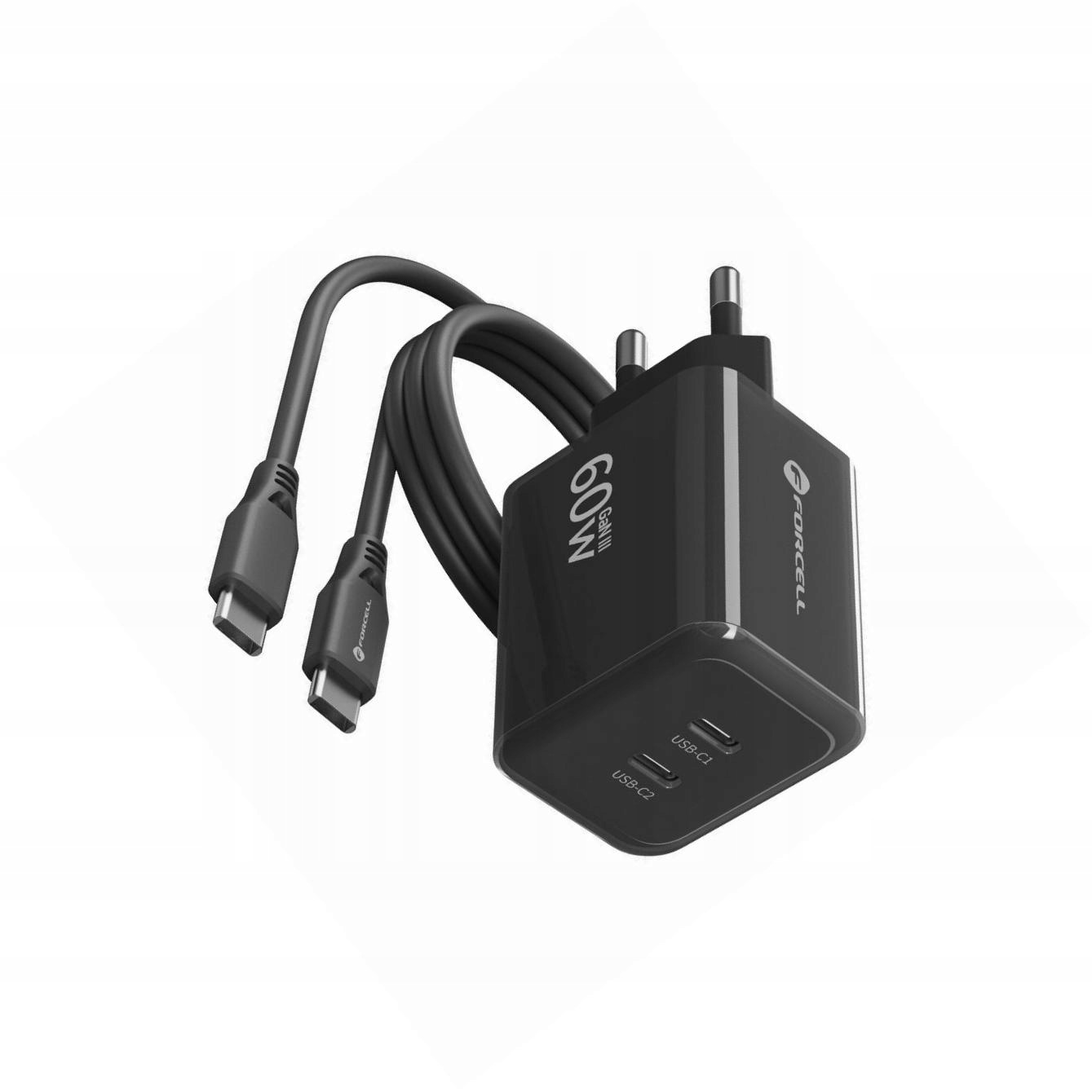 Szybka ładowarka Avs 60W GaN III dwa Usb-c z kablem 1m do Edge 60 Neo