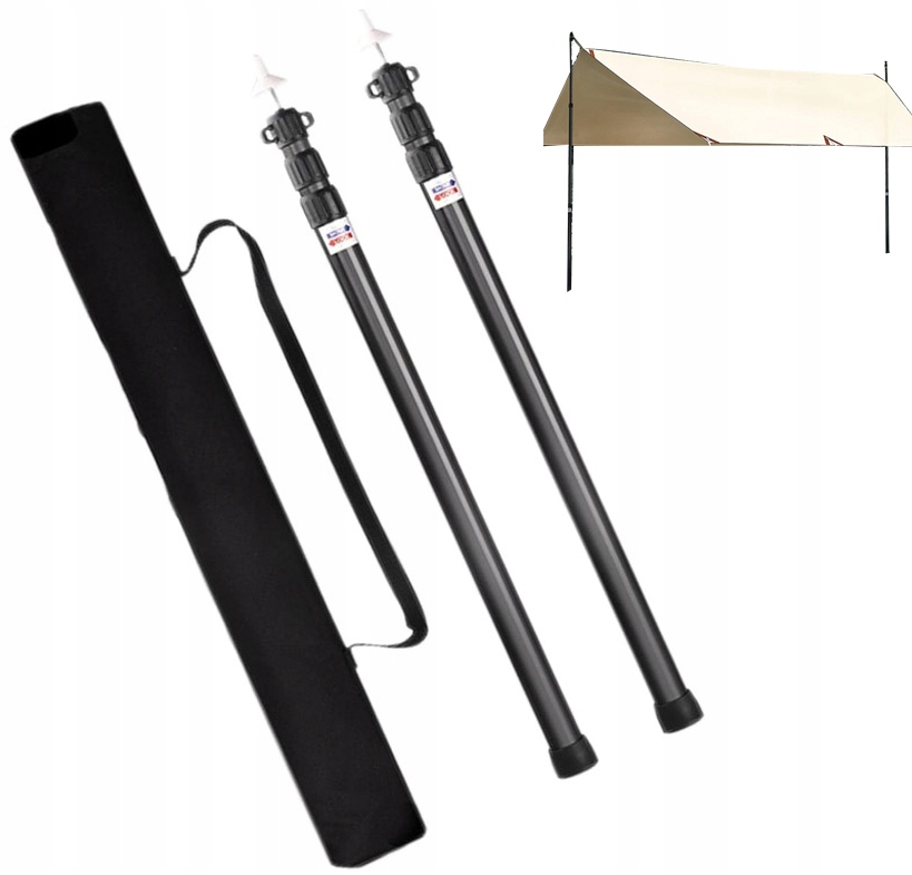 2X Teleskopowy Słupek Maszt Do Namiotu Aluminiowy 235CM Na Wolnym Powietrzu