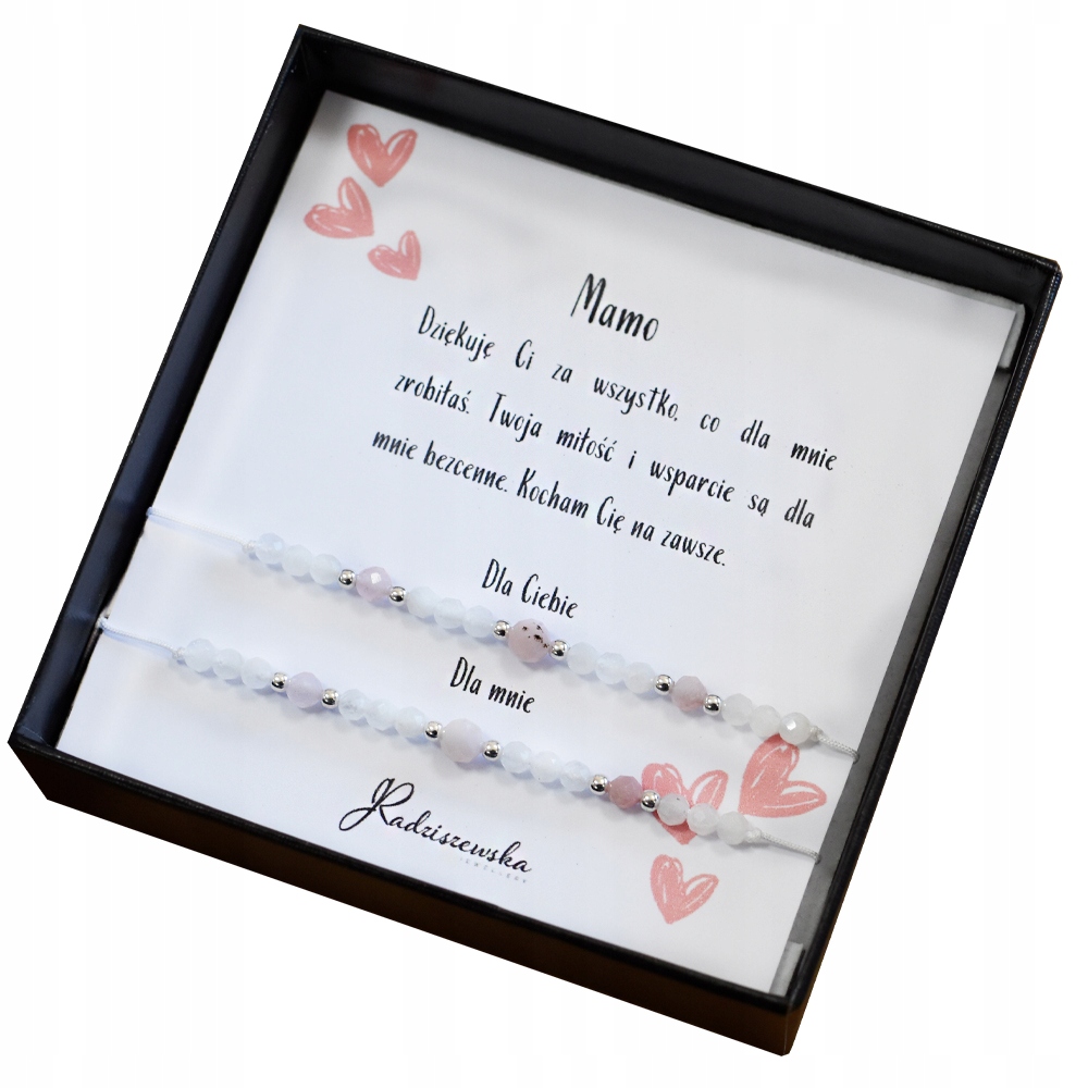 Náramek z přírodních kamenů pro maminku a dceru Šňůrka Narozeniny