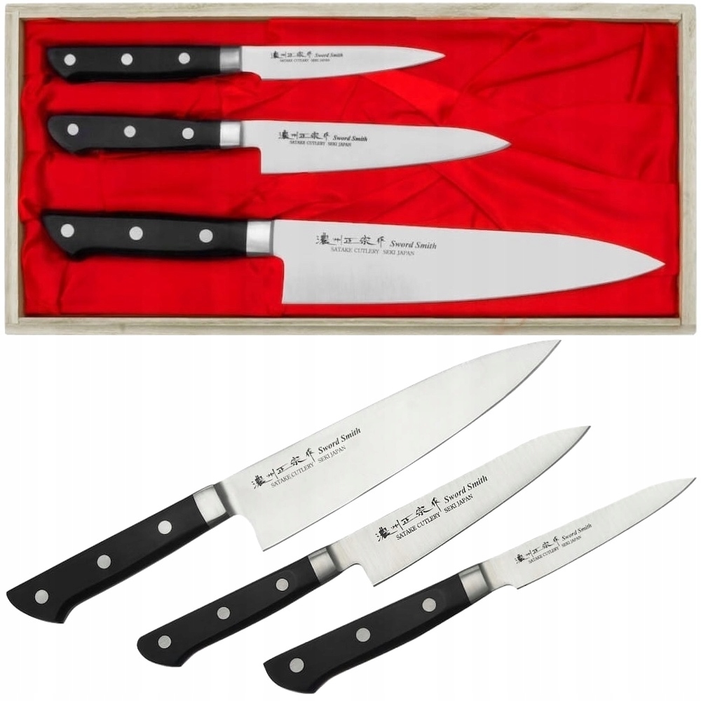 Satake Satoru Japonský set 3 kuchynských nožov v puzdre darčekovej krabičky