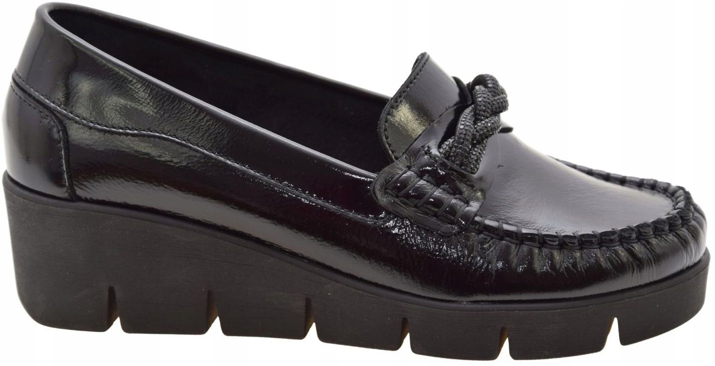 Dámské mokasíny na kotuně kožené černé elegantní komfortní 989 P VEL.37