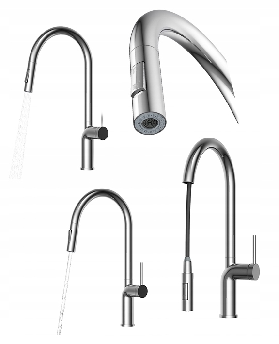 Kuchynská batéria chróm Oxi s výsuvným výtokom, vysoká umývadlová batéria