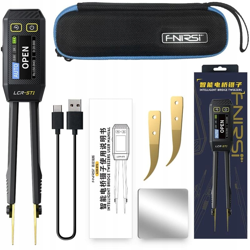 Fnirsi LCR-ST1 Mini inteligentny tester pęsety Smd 2 × głowice pęsety