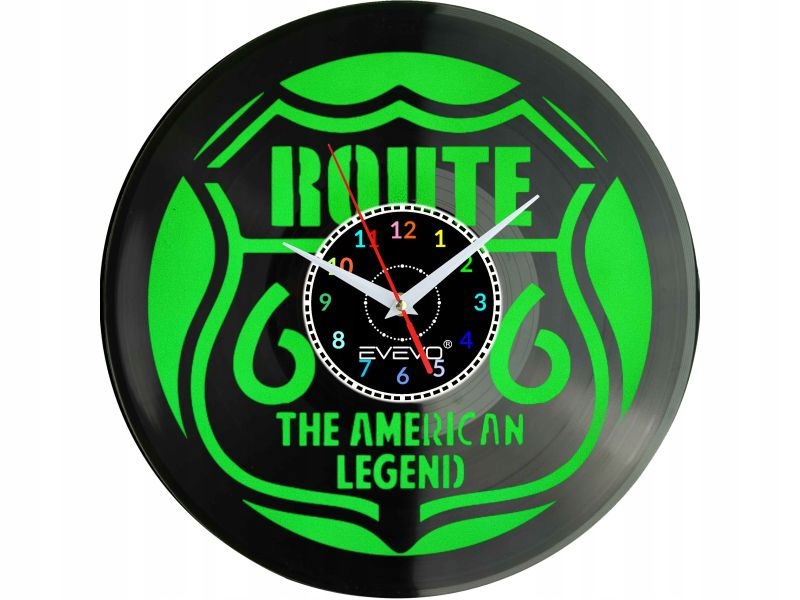 Road Route 66 Usa Nástěnné Hodiny Fluorescenční Pozadí Vinylová Deska Dárek