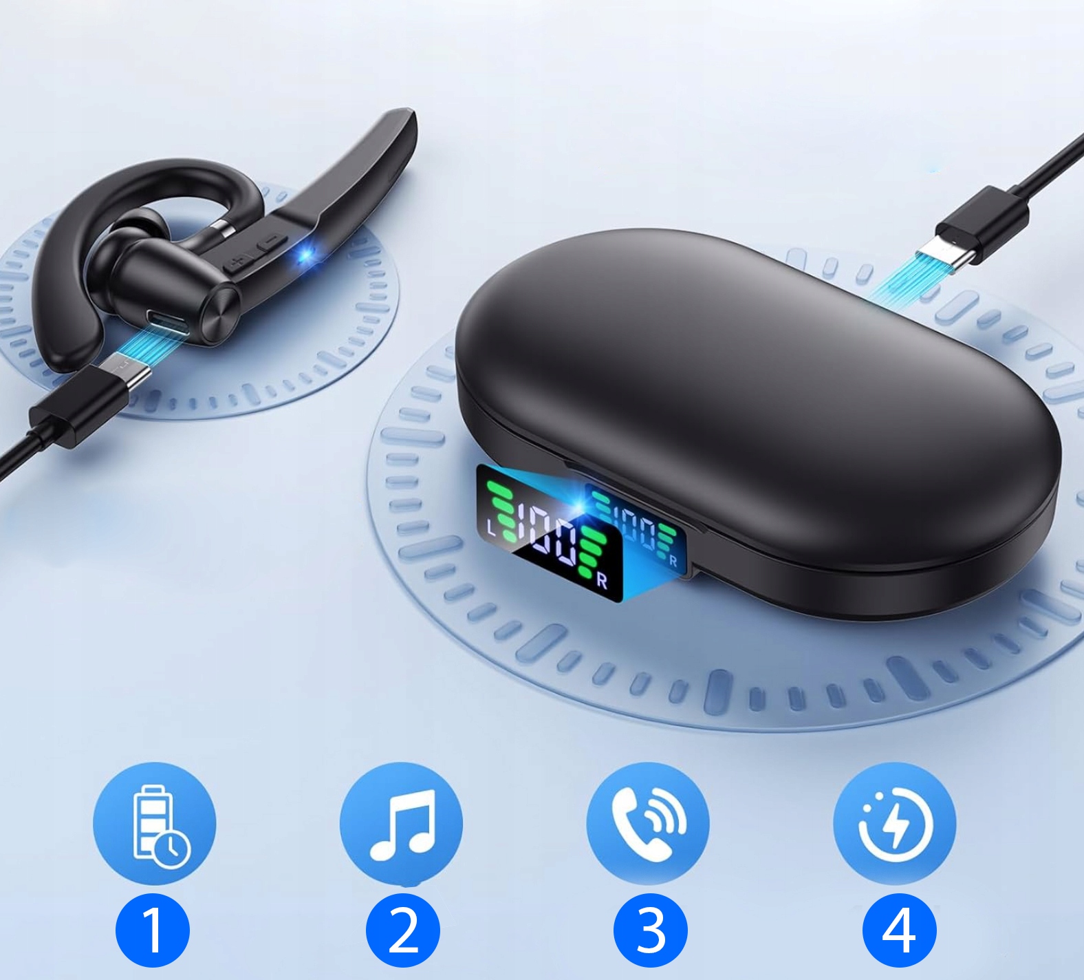 SŁUCHAWKA BLUETOOTH 5.1 DO UCHA ZESTAW SŁUCHAWKOWY POWERBANK DWA TELEFONY Wersja Bluetooth Bluetooth 5.1