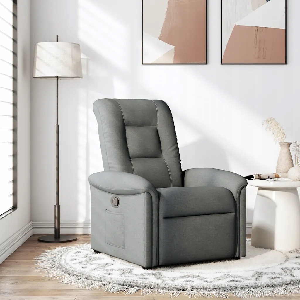 Polohovací křeslo tmavě šedé textil Šedá 4015617