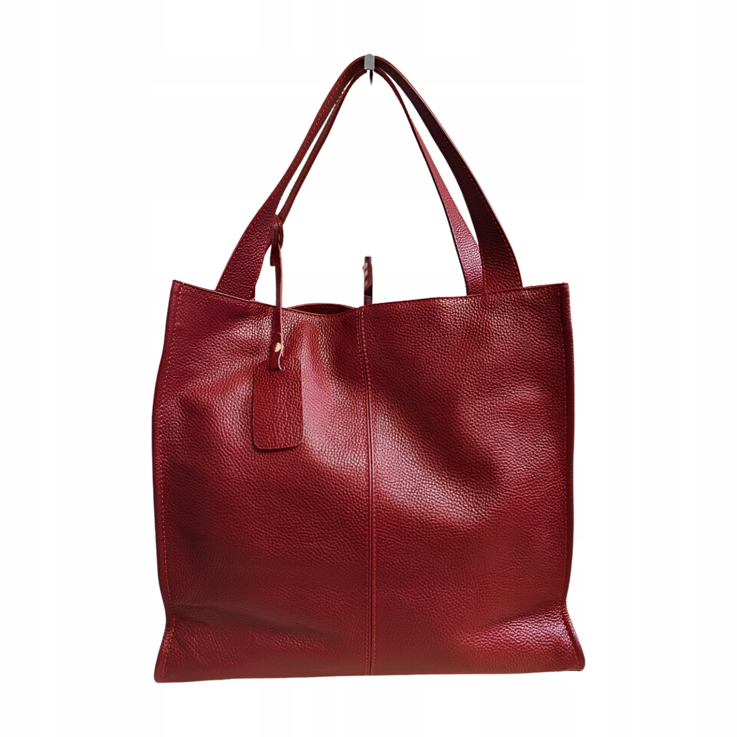 Laura Biaggi kožená shopper taška bordó s prošíváním
