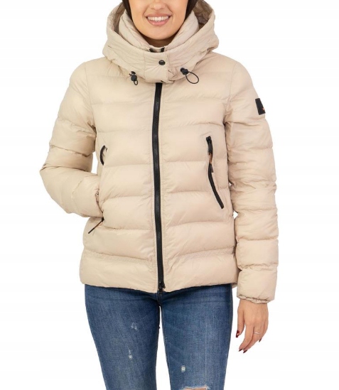 Dekker Béžová Péřová Bunda S Odnímatelnou Kapucí Do Boků 50 K2K